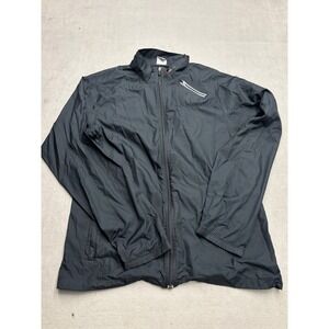 VTG Nike Mens Full Zip Windbreaker Jacket Black Reflective Running Large